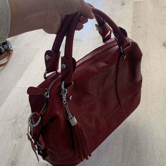 Heshe‎ red leather satchel bag - Picture 15 of 15